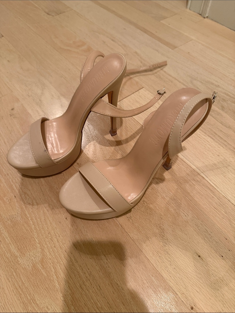 Nude Platform Stiletto Heels - Women’s Dress Sandals